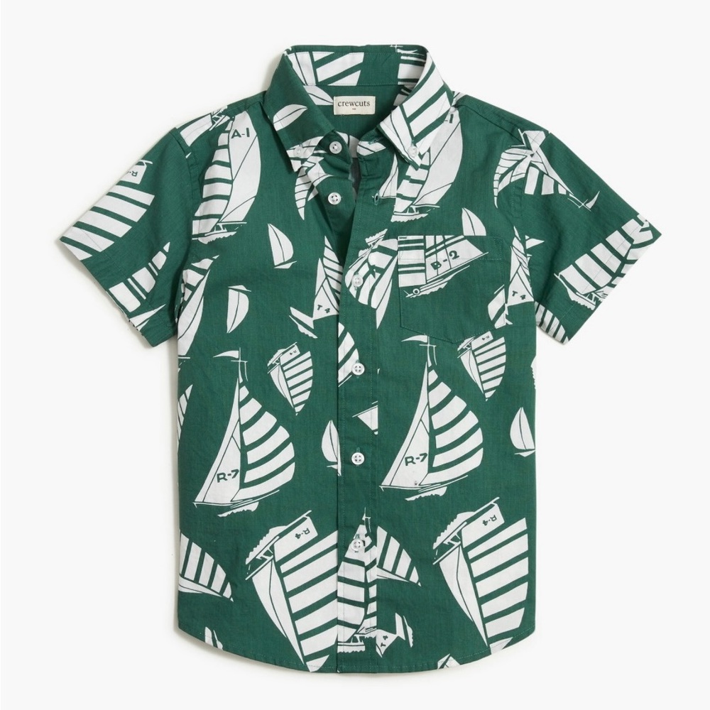 Crew cuts Sailboat-print Washed Shirt For Boys Size 2